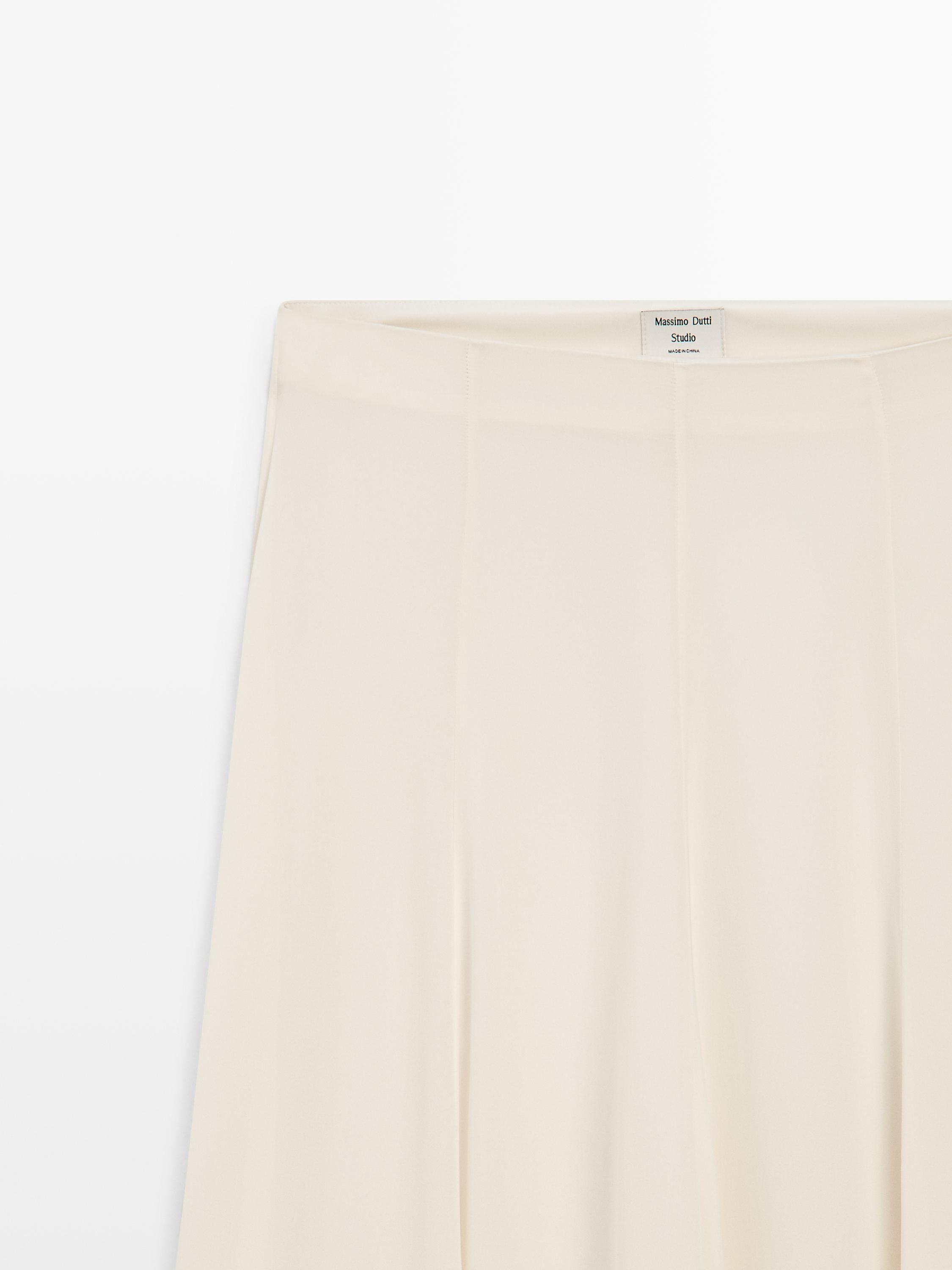 Flowing 100% silk midi skirt with seams - STUDIO